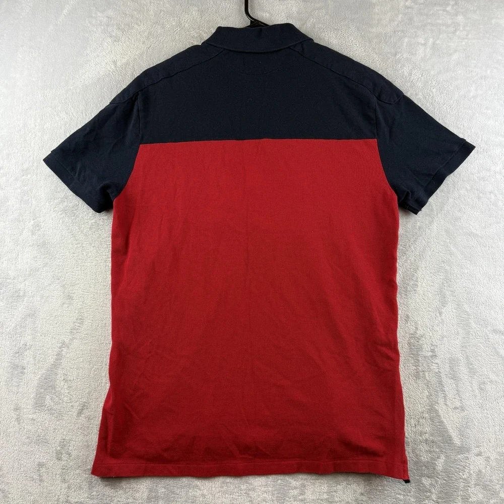 Polo Ralph Lauren Rugby Polo Shirt Mens Large Red Navy Colorblock Script Logo